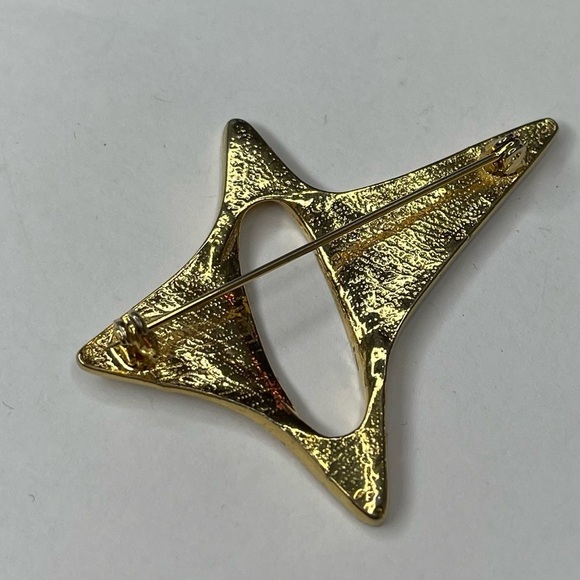 Vintage Estate Gold Star Retro Brooch Pin Statement - Picture 3 of 3